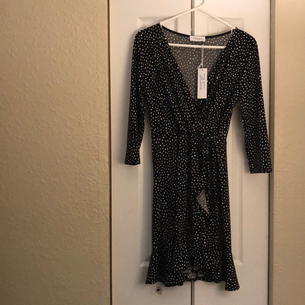 Black and white polka dot dress